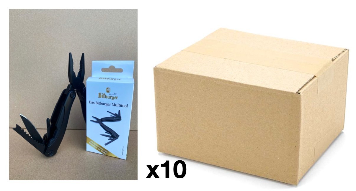 10x Multitool - Messer, Zange, Säge... mit Nylon Tasche