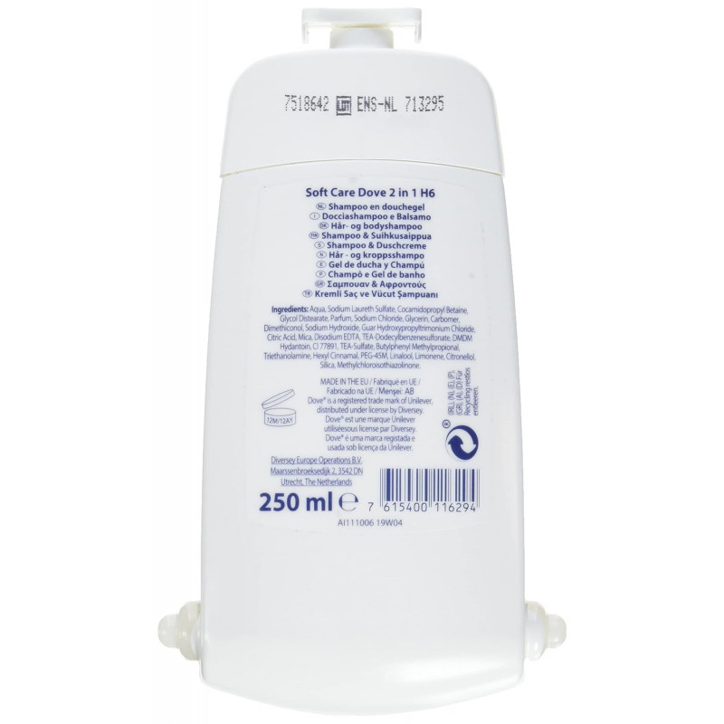 Dove Duschgel Soft Care Shampoo 250ml – Bild 2