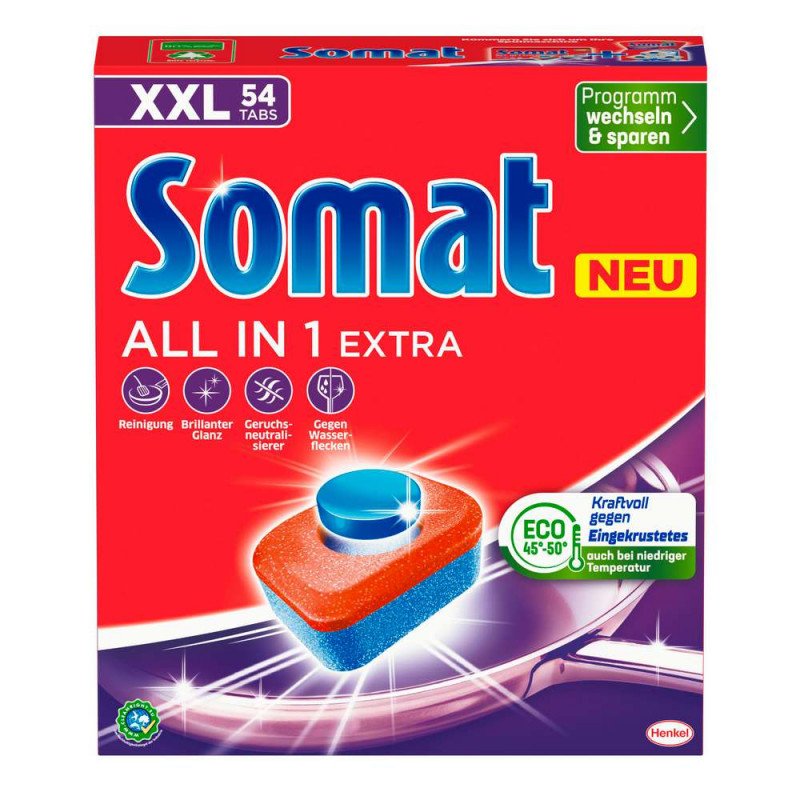 Somat dishwasher tabs, all-in-1, extra, 54 tabs