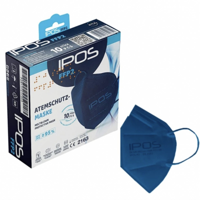 IPOS FFP2 Atemschutzmaske Blau, 10 Stk.