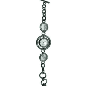Jennifer Lopez - 36077 Damen-Armbanduhr Alyce Quarz analog Armband Metall-rund-Metall Strass Schwarz