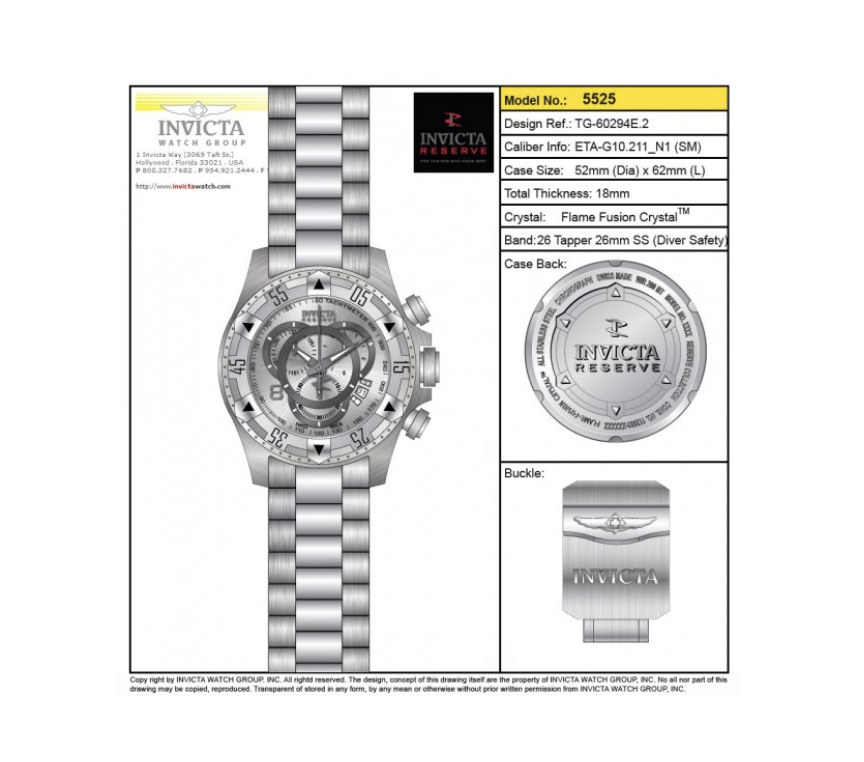 Invicta Herren-Armbanduhr XL Chronograph Quarz Edelstahl 5524 – Bild 3