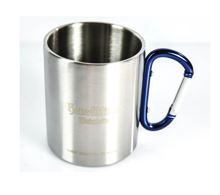 Edelstahl Tasse mit Karabiner Hänkel, 200 ml