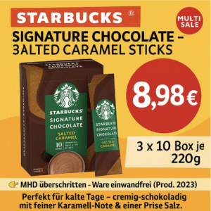 3 x 10er MULTI-Box STARBUCKS Kakaopulver Signature Chocolate "Salted Caramel Sticks" (MHD überschritten, Ware einwandfrei)