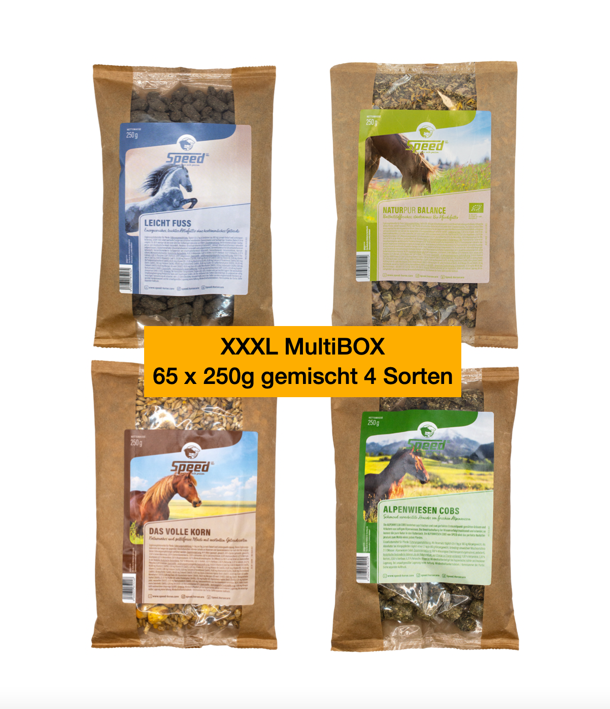 SPEED Futterprobe für Pferde div. Sorten 250 g / XXXL Box 65 x 250 g – Bild 6