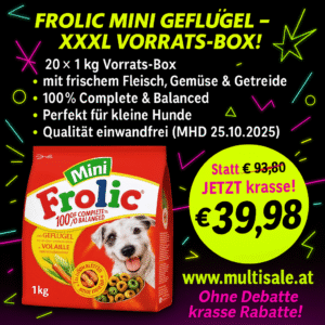 Frolic Trockenfutter Hund mit Geflügel, Getreide und Gemüse, 20 x 1 KG