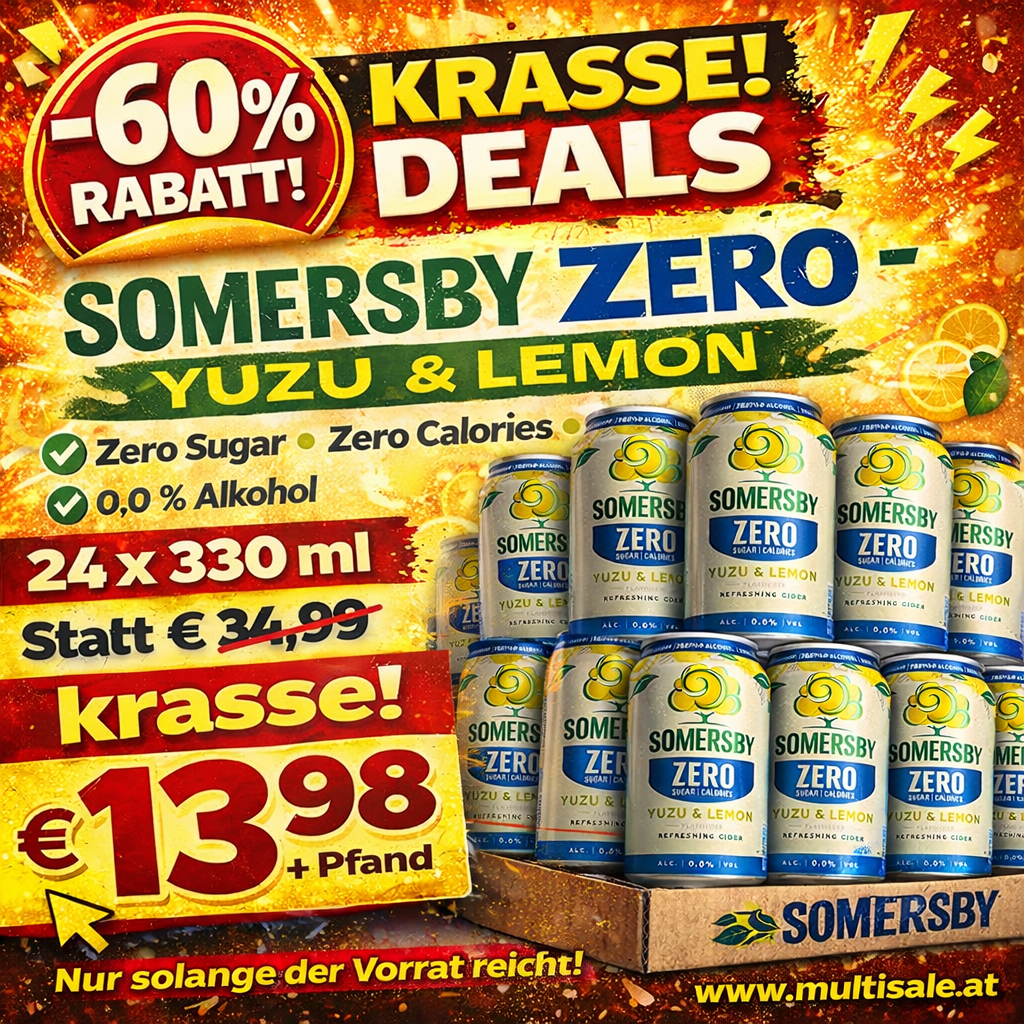 Somersby ZERO 0,0% Yuzu & Lemon 0,0% Cider 24 x 0,33 l inkl. DPG Pfand