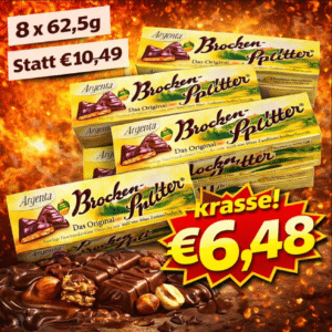 Argenta Brocken-Splitter Zartbitter 8 x 62,5g - MHD 17.04.2026