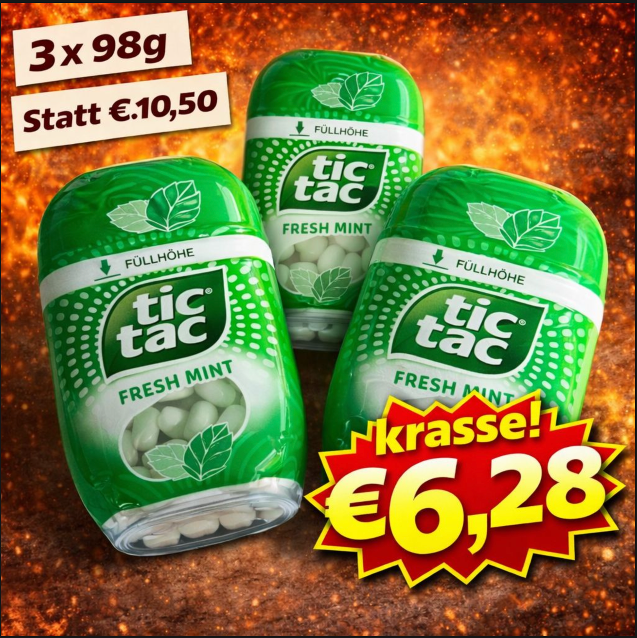 tic tac Fresh Mint 3 x 98g - MHD 26.04.2026