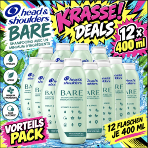 Head & Shoulders BARE Hydrate & Apaise Shampoo 12 × 400 ml (4,8 Liter) – KRASSE! DEAL | MHD-Chargen 10/2025–05/2026